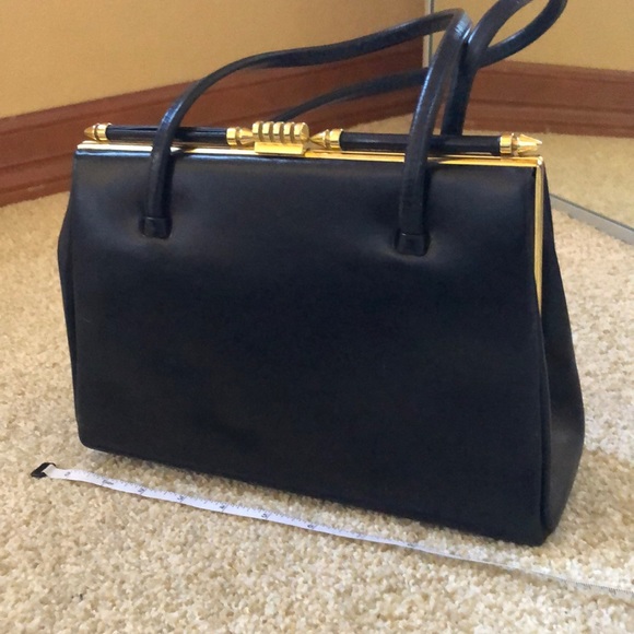 Vintage May D&F handbag navy leather - Picture 1 of 6